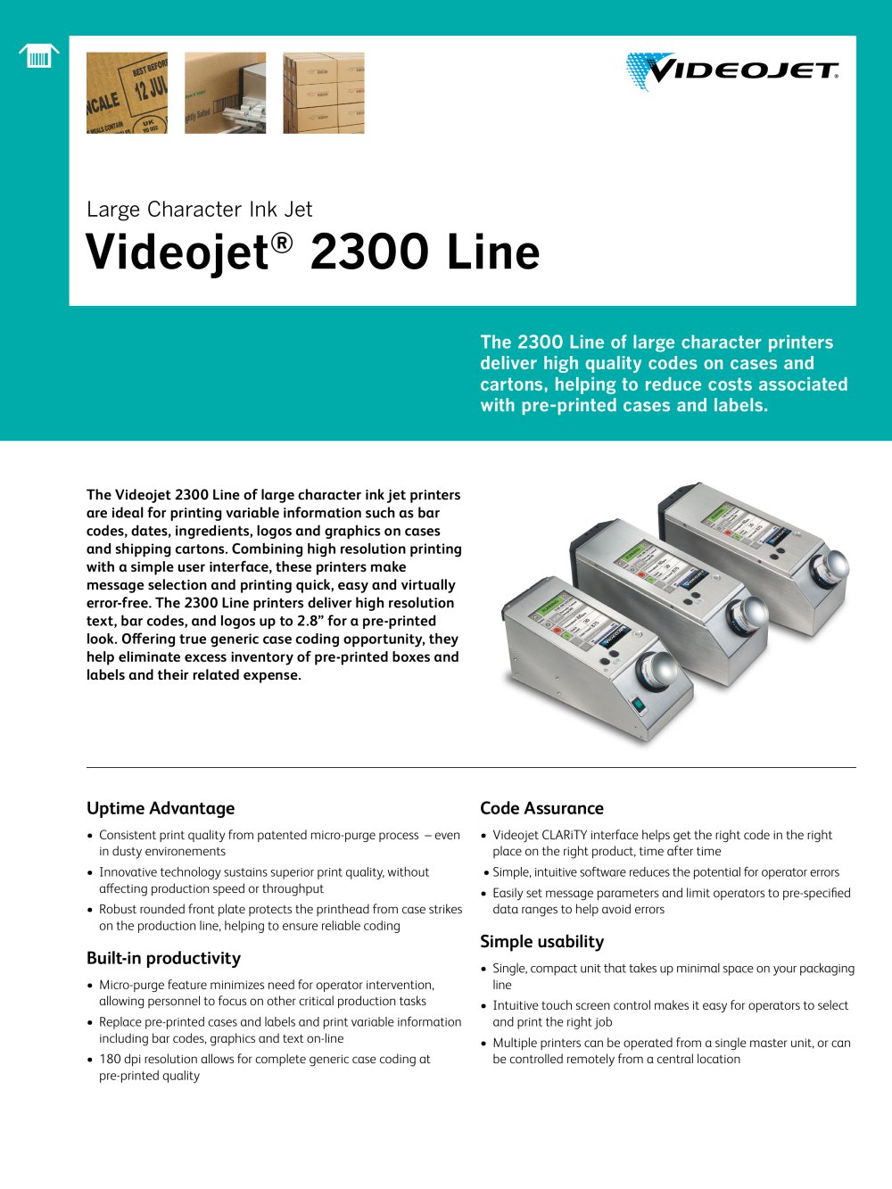 Videojet 2300 Series Datasheet - VIDEOJET