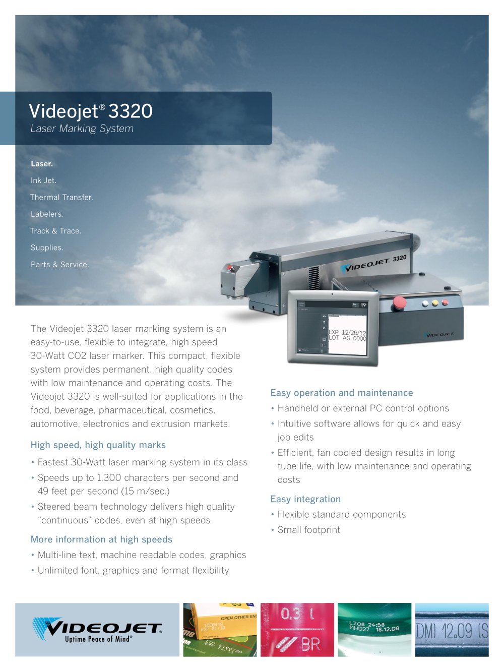 Videojet CO2 Laser 3320 datasheet - VIDEOJET