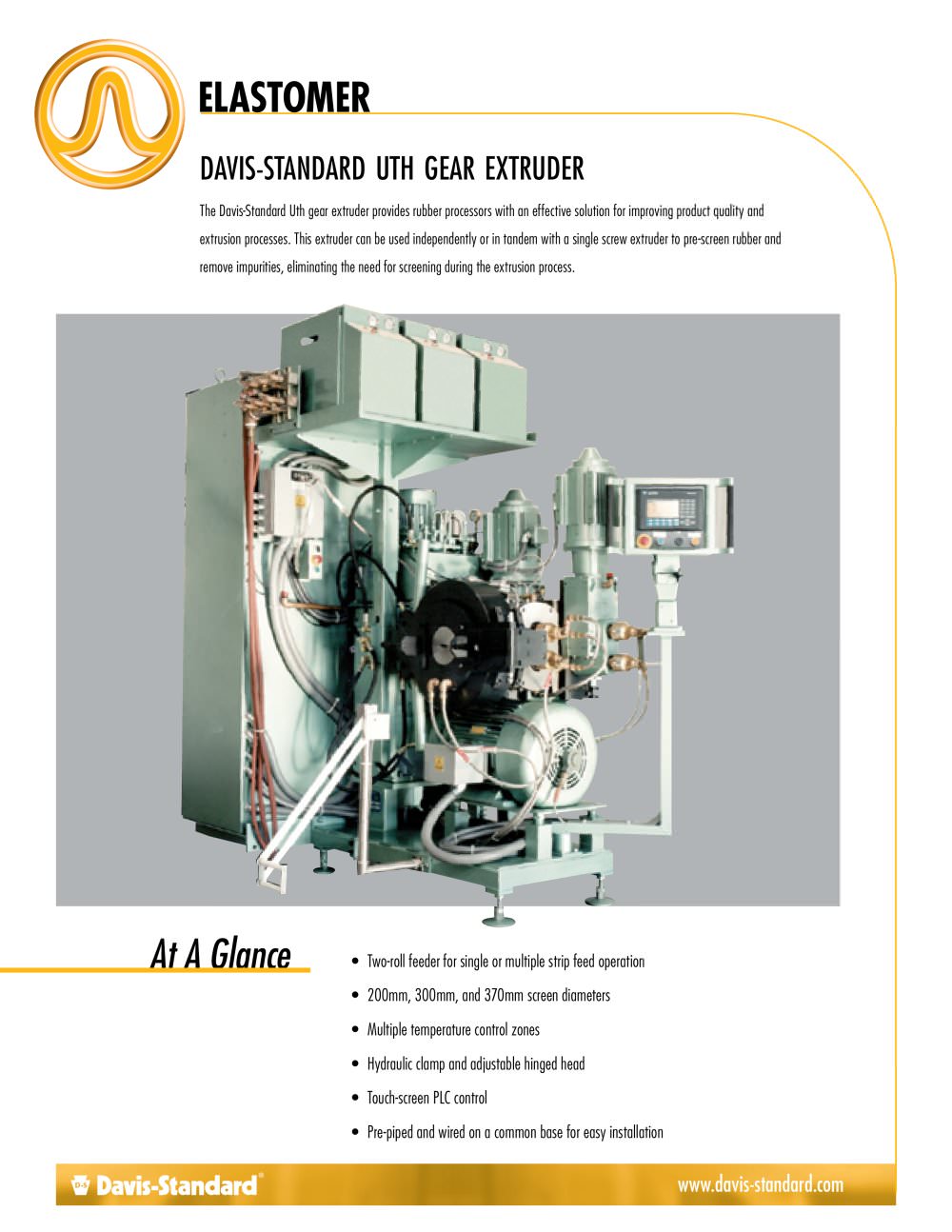 DAVIS-STANDARD UTH GEAR EXTRUDER - Davis Standard Extrusion Systems