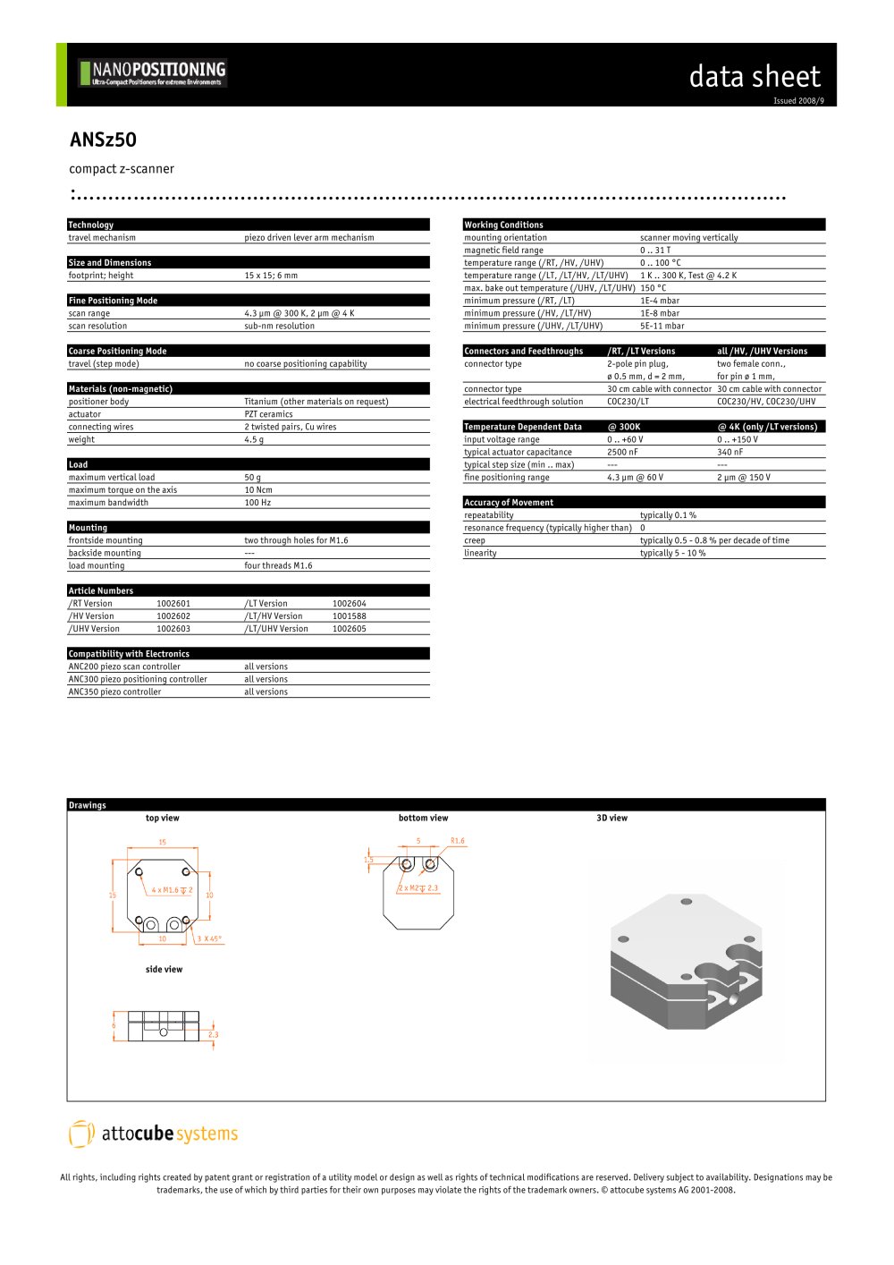 compact z-scanner - attocube systems AG