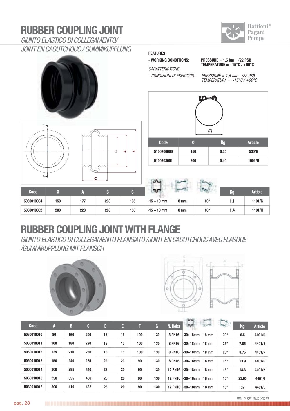 RUBBER COUPLING JOINT - BATTIONI PAGANI POMPE