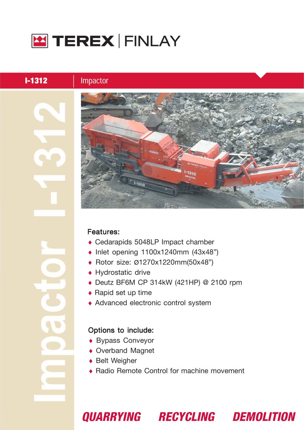 Crushing - I1312 Impact Crusher - TEREX Mobile Processing Equipment