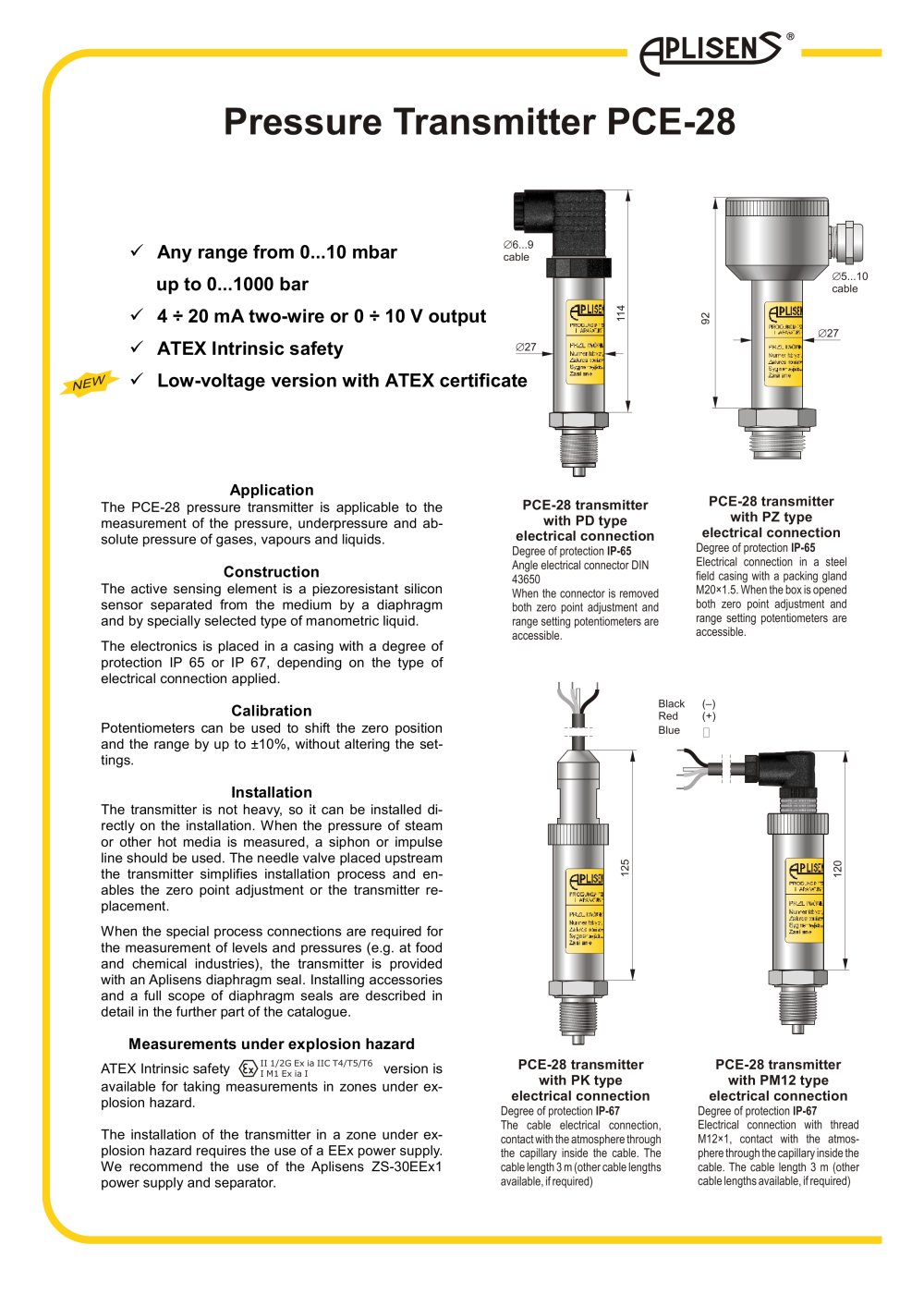 analog pressure and differential pressure transmitters - Aplisens JSC