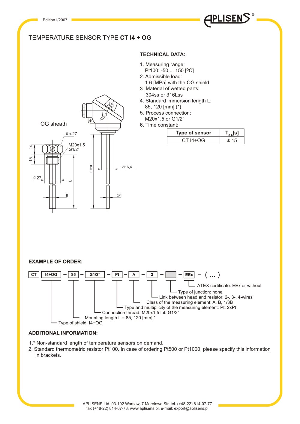 temperature sensore and transmitters - Aplisens JSC