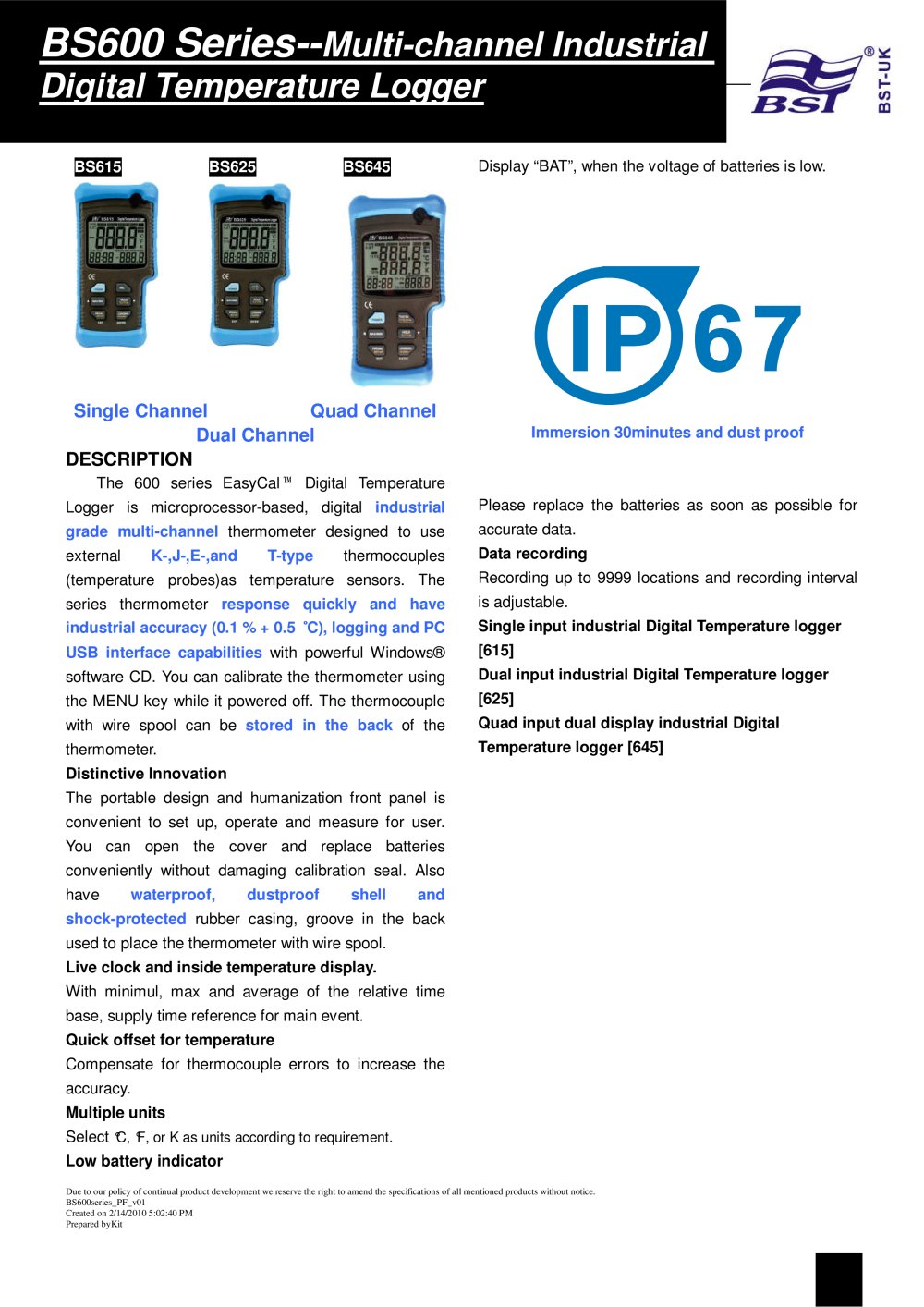 BS600 Series--Multi-channel Industrial Digital Temperature Logger - Caltek Industrial