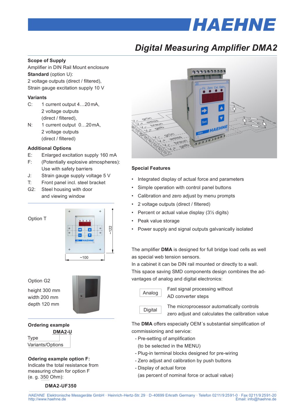 Digital Measuring Amplifier DMA2 - HAEHNE