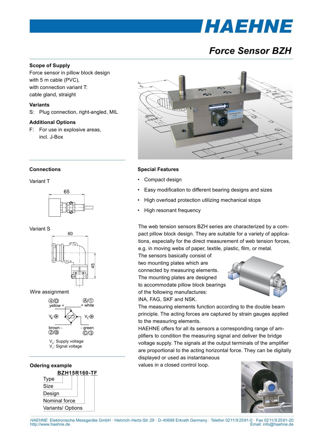 Web Tension Sensor BZH - HAEHNE