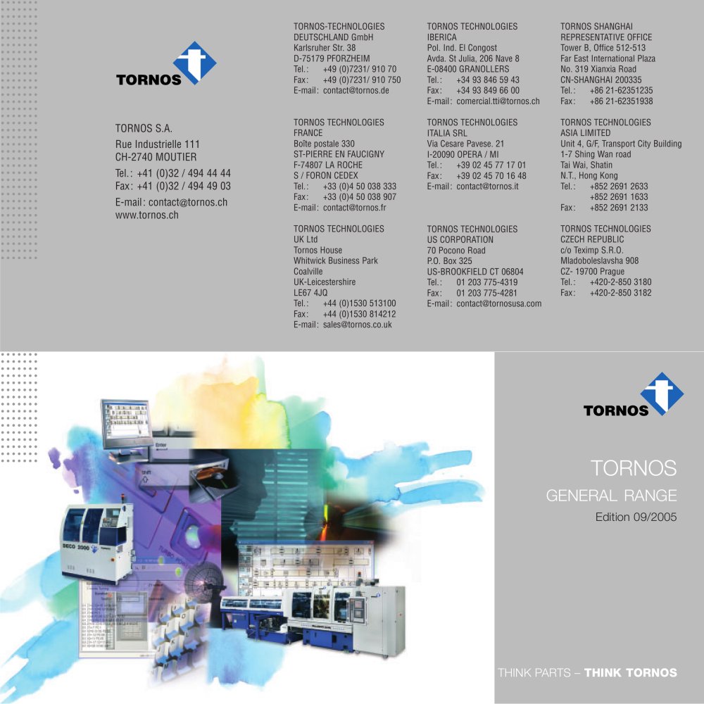 Product range - TORNOS
