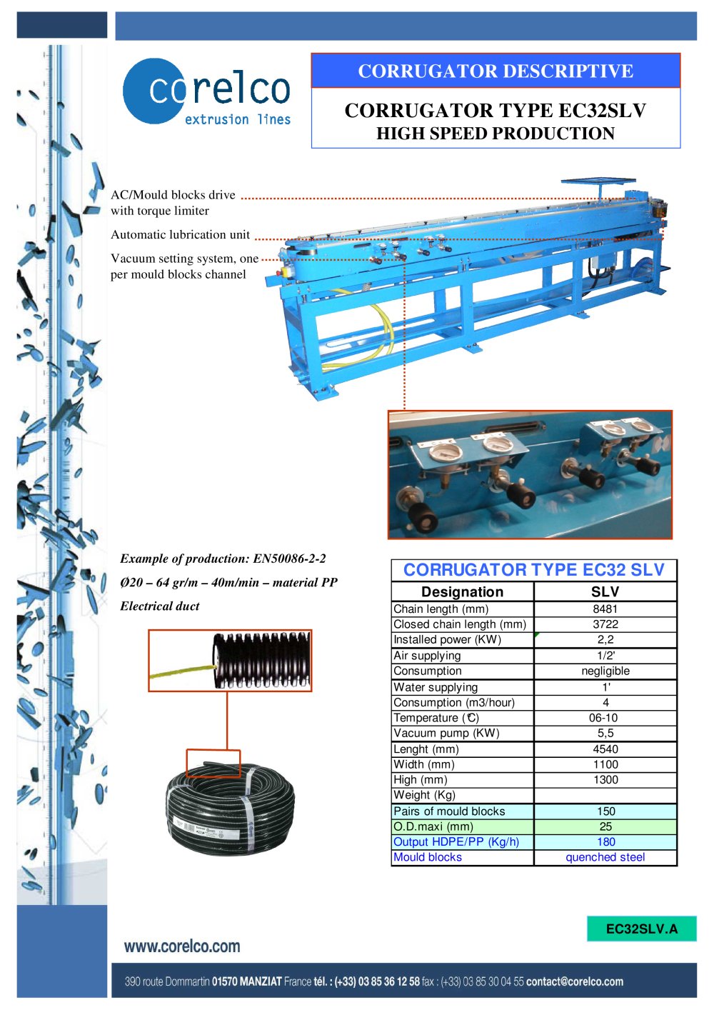 CORRUGATOR TYPE EC32SLV HIGH SPEED PRODUCTION - Corelco SAS