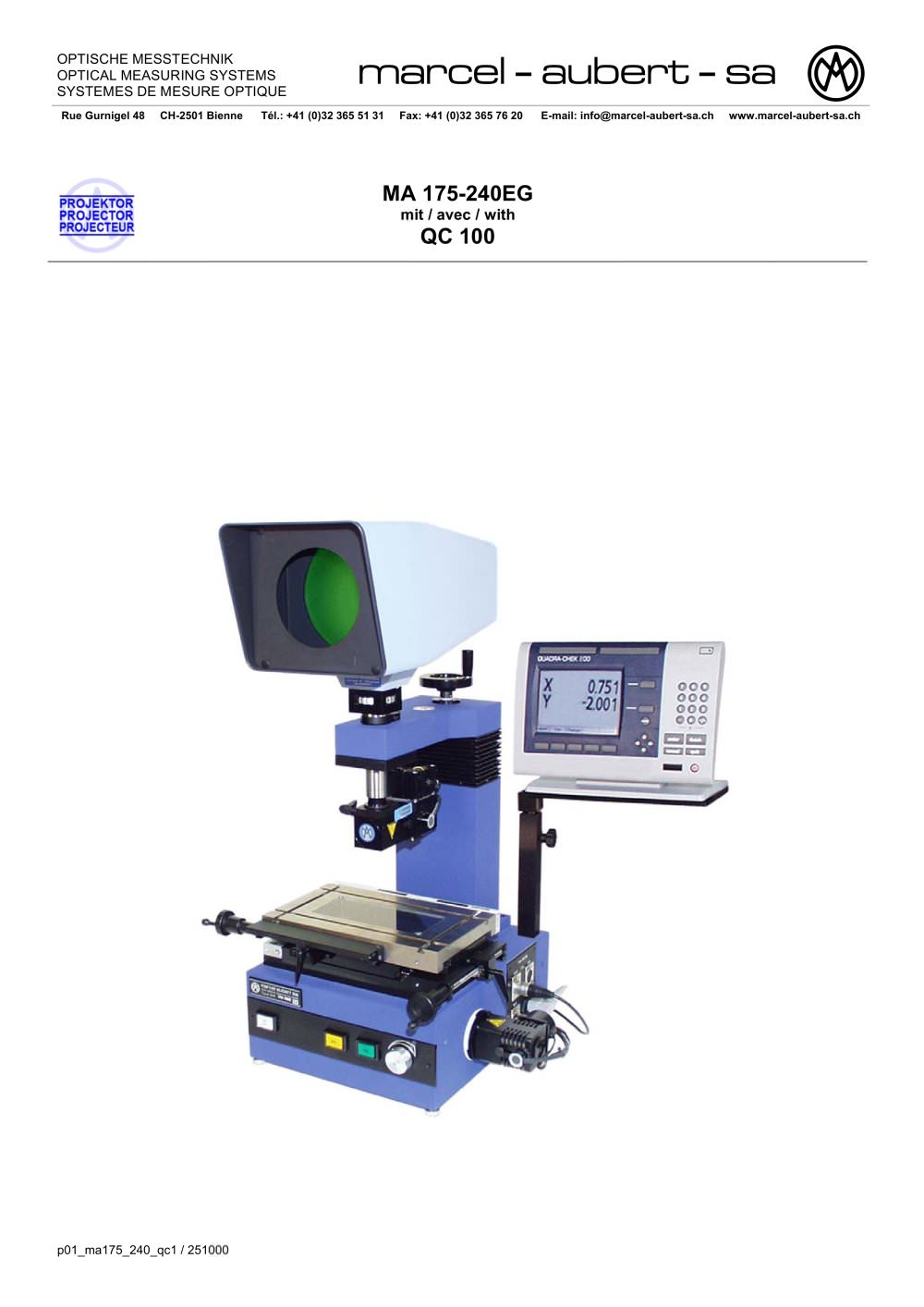 Measuring projectors MA 175-240EG - Marcel Aubert S.A.