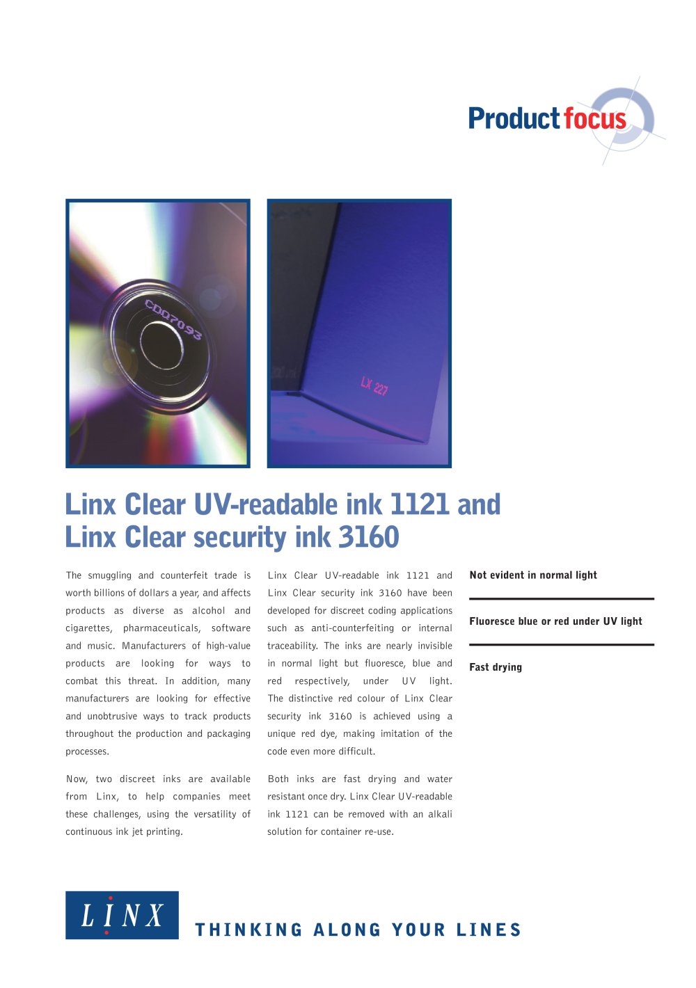 Security (UV Readable) Inks - LINX