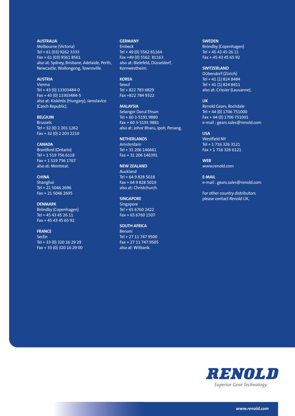 Universal Gears Catalogue - RENOLD