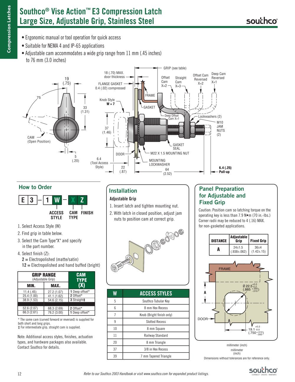 E3 - Vise Action Compression Latches - SOUTHCO