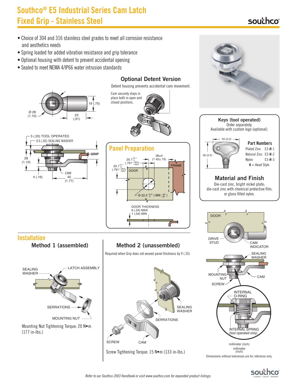 E5 - Quad Panel Latches - SOUTHCO
