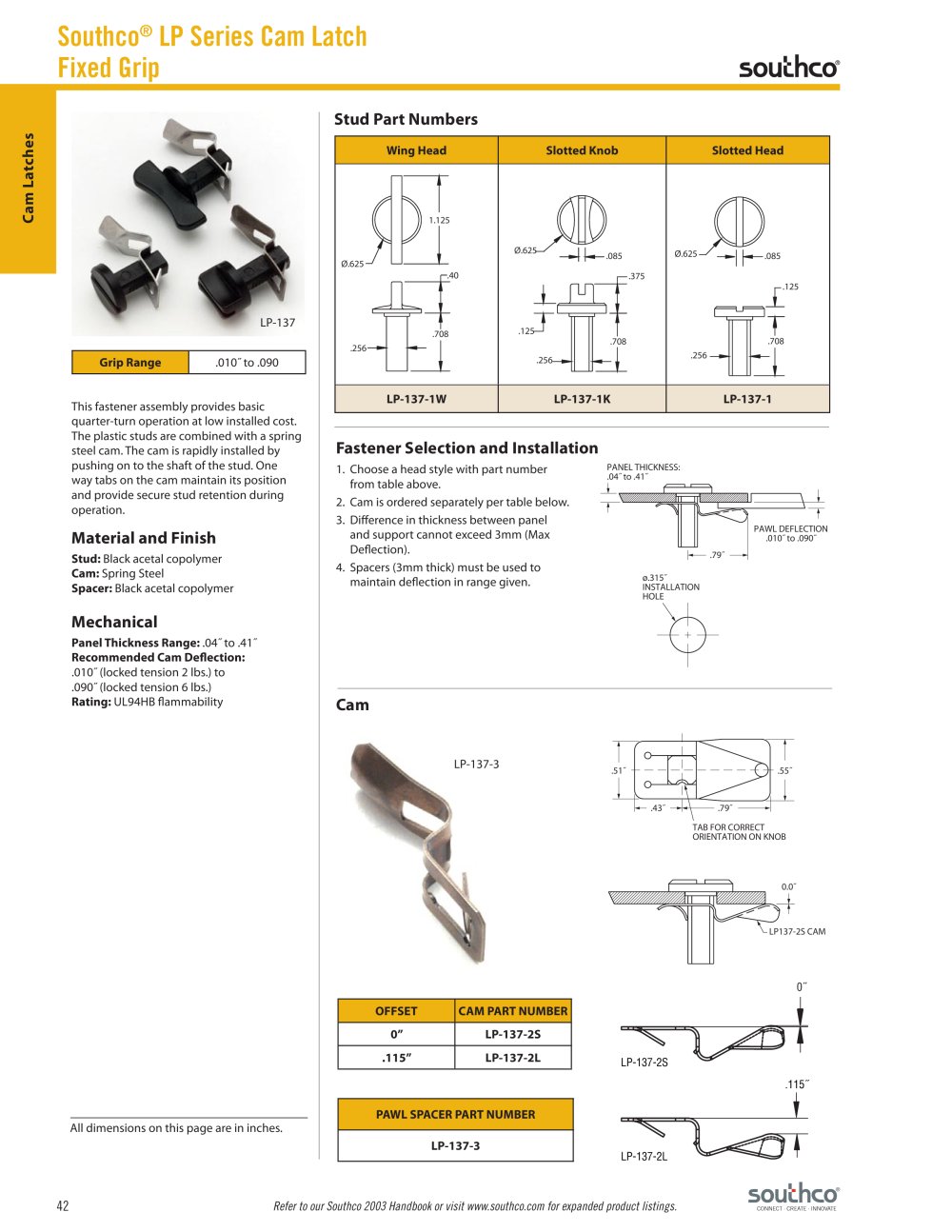 LP - Cam Latches - SOUTHCO