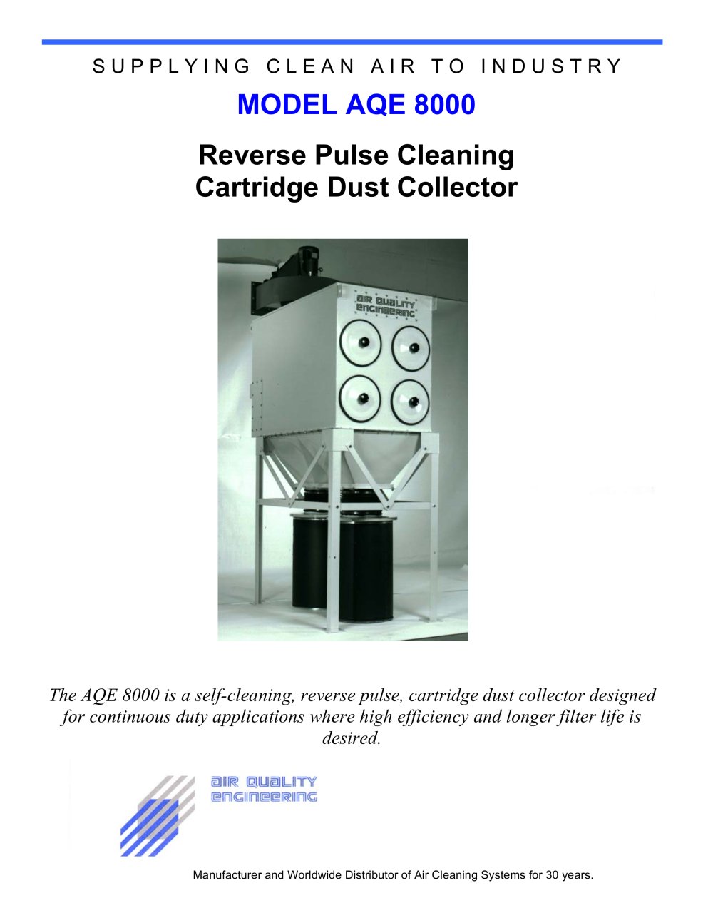 Reverse Pulse Cleaning Cartridge Dust Collector - Air Quality Engineering