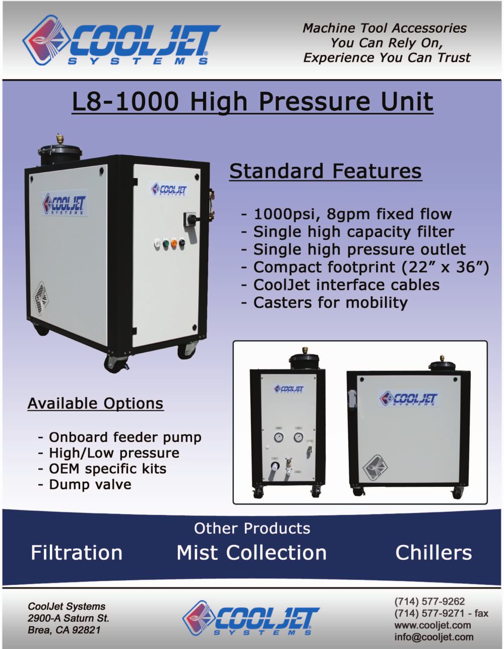 L8-1000 high pressure unit - Cool Jet Systems