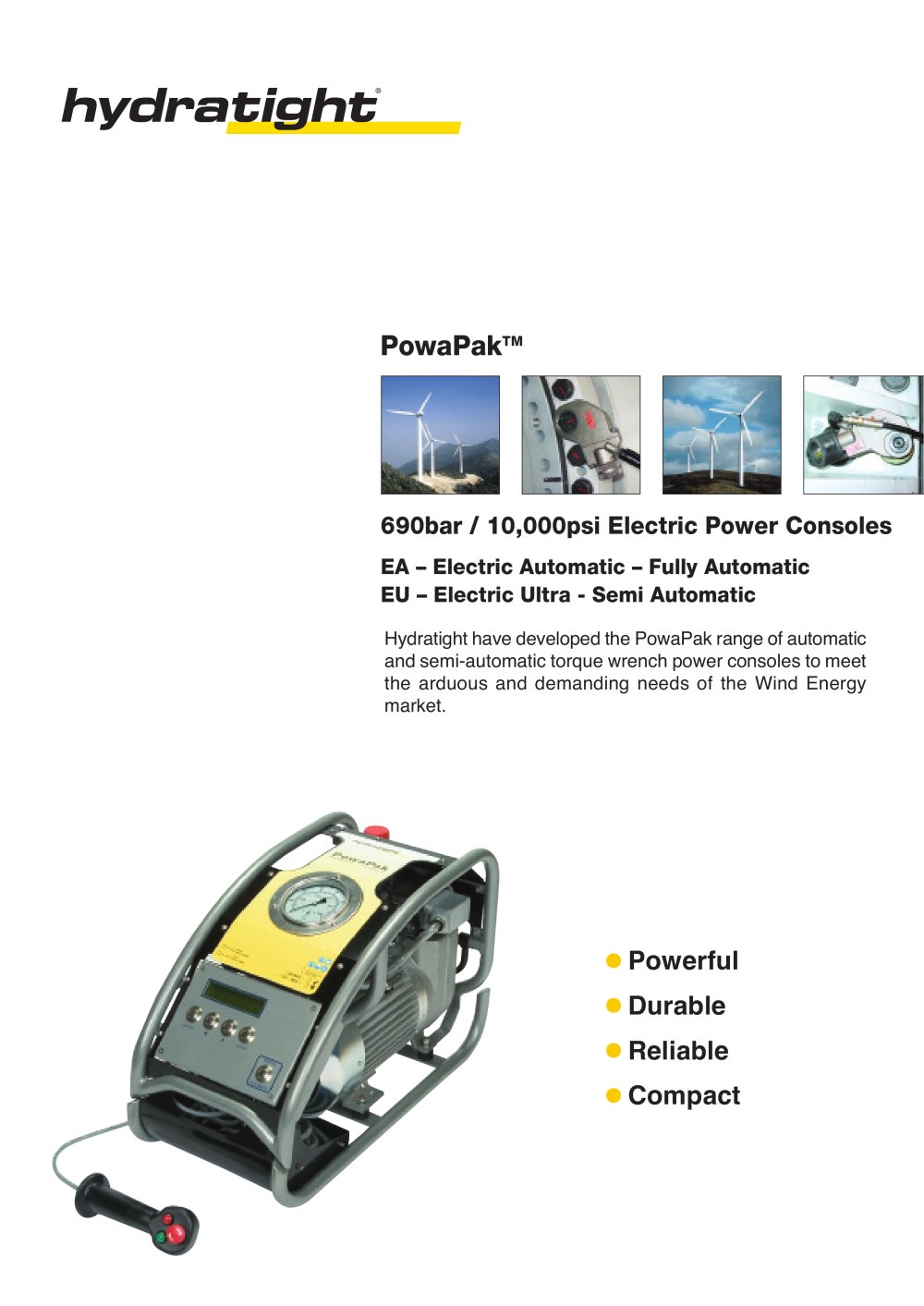 PowaPak Electric Automatic and Electric Ultra Data Sheet - Hydratight