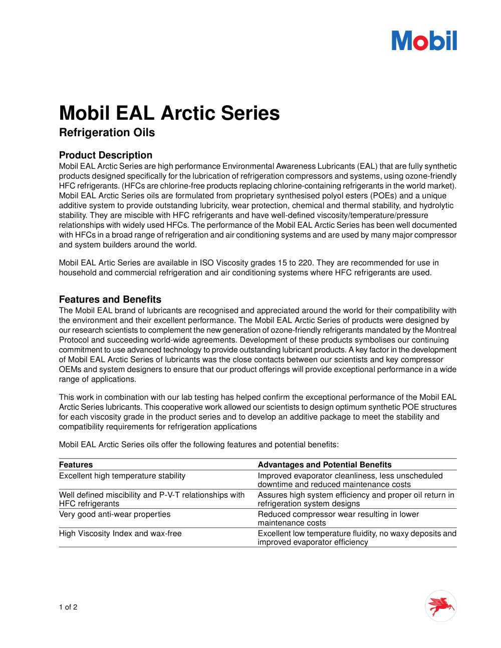 Mobil EAL Arctic Series - ExxonMobil Lubricants & Petrol Spec