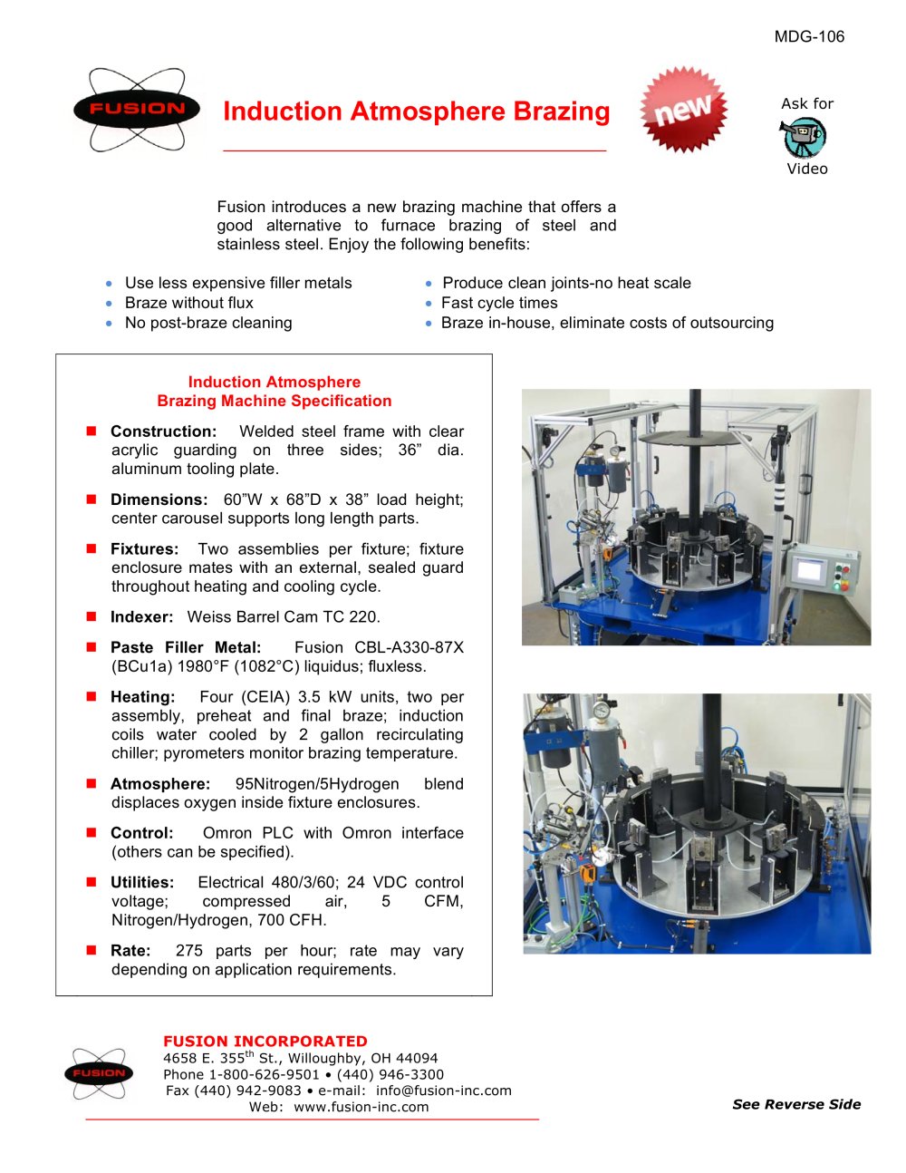 Induction Atmosphere Brazing - Fusion Incorporated