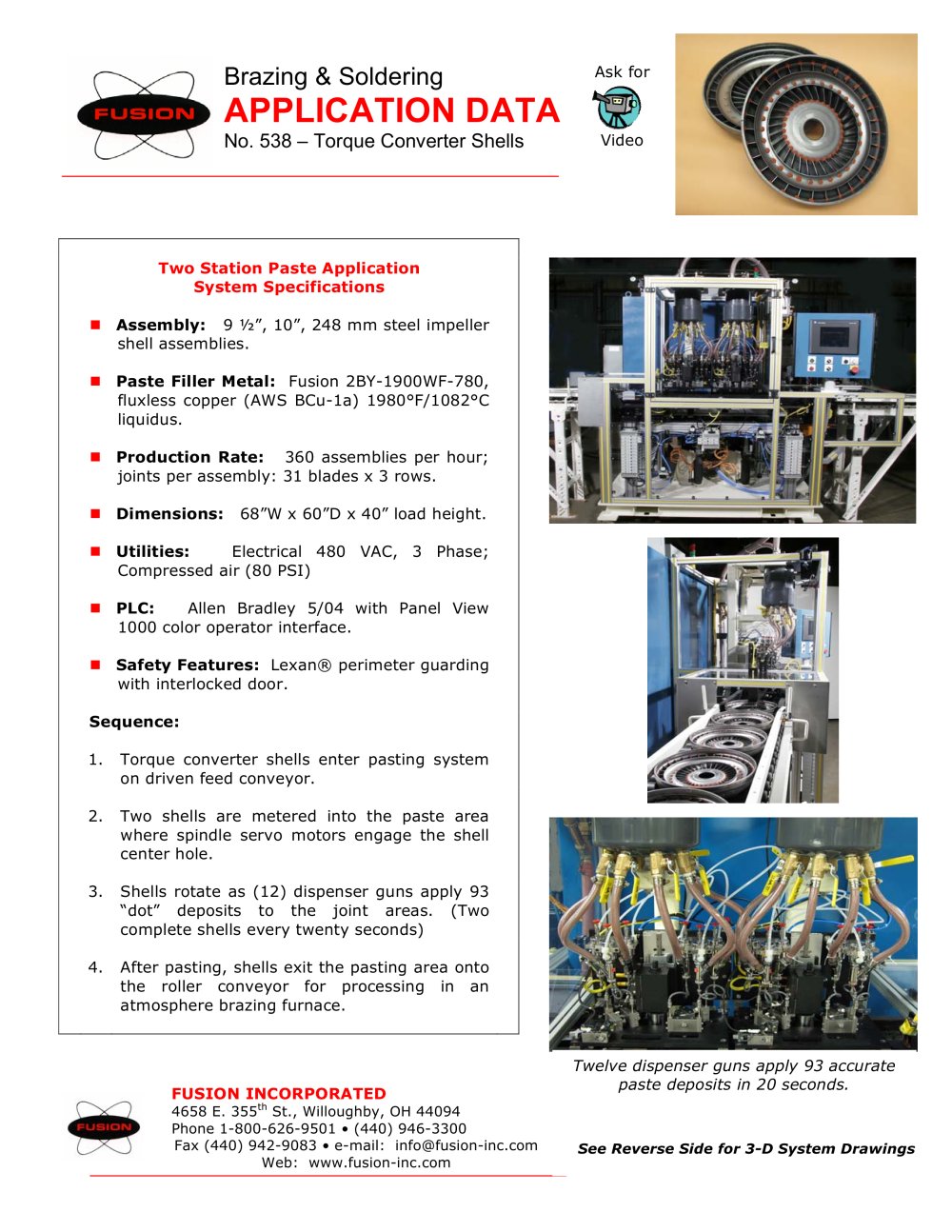 Two Station Paste Application � Torque Converter Shells - Fusion Incorporated