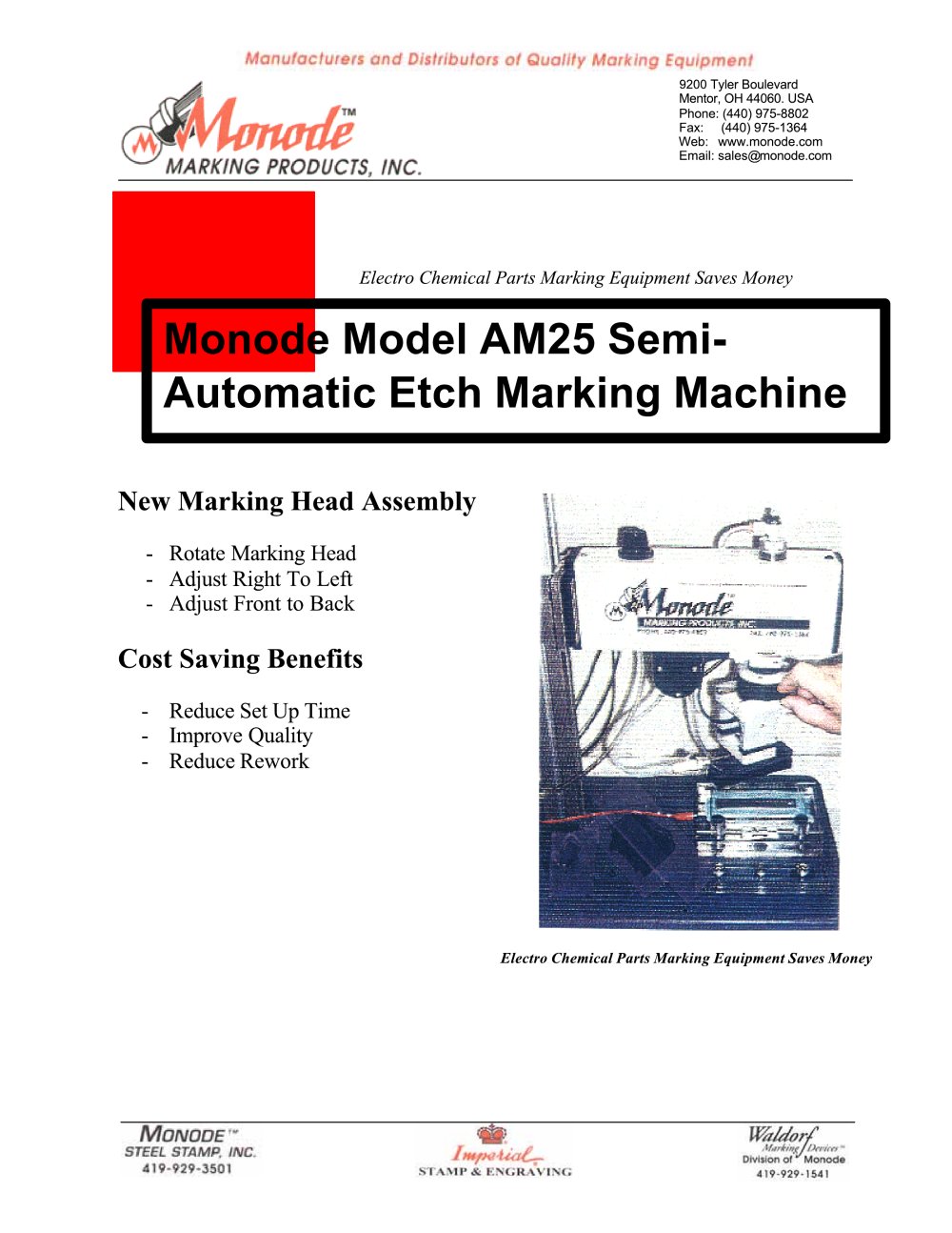 Monode Model AM25 Semi-automatic Electro-Chemical Etch Marking - Monode Marking Products