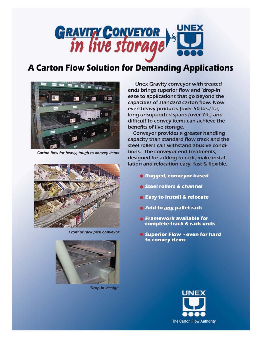 Unex Gravity Conveyor - Carton Flow Solution for Demanding Applicatons - UNEX Manufacturing