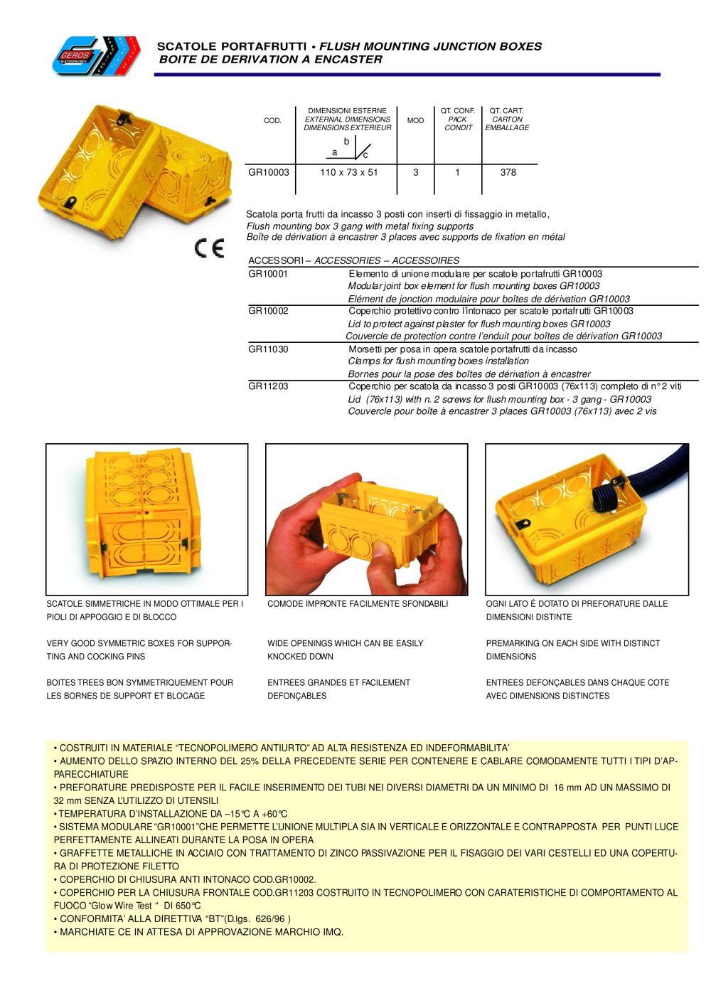 F LUSH MOUNTING JUNCTION BOXES - GEROS