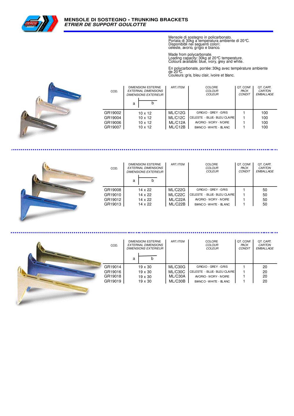 TRUNKING BRACKETS - GEROS