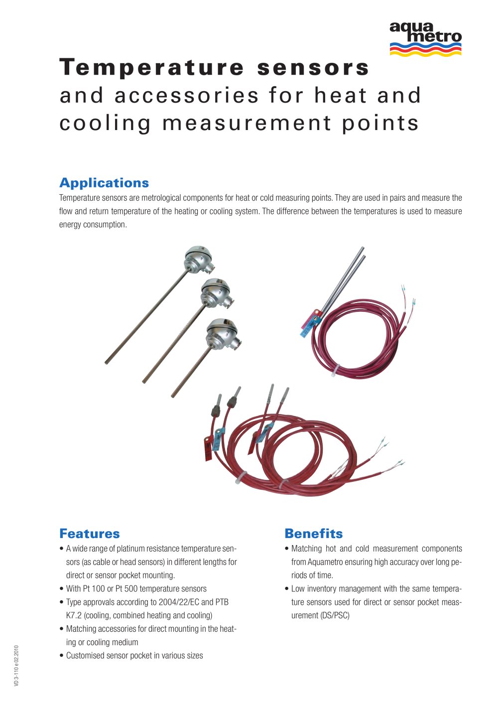 Temperature sensors and accessories for heat and cooling measurement points - Aquametro AG