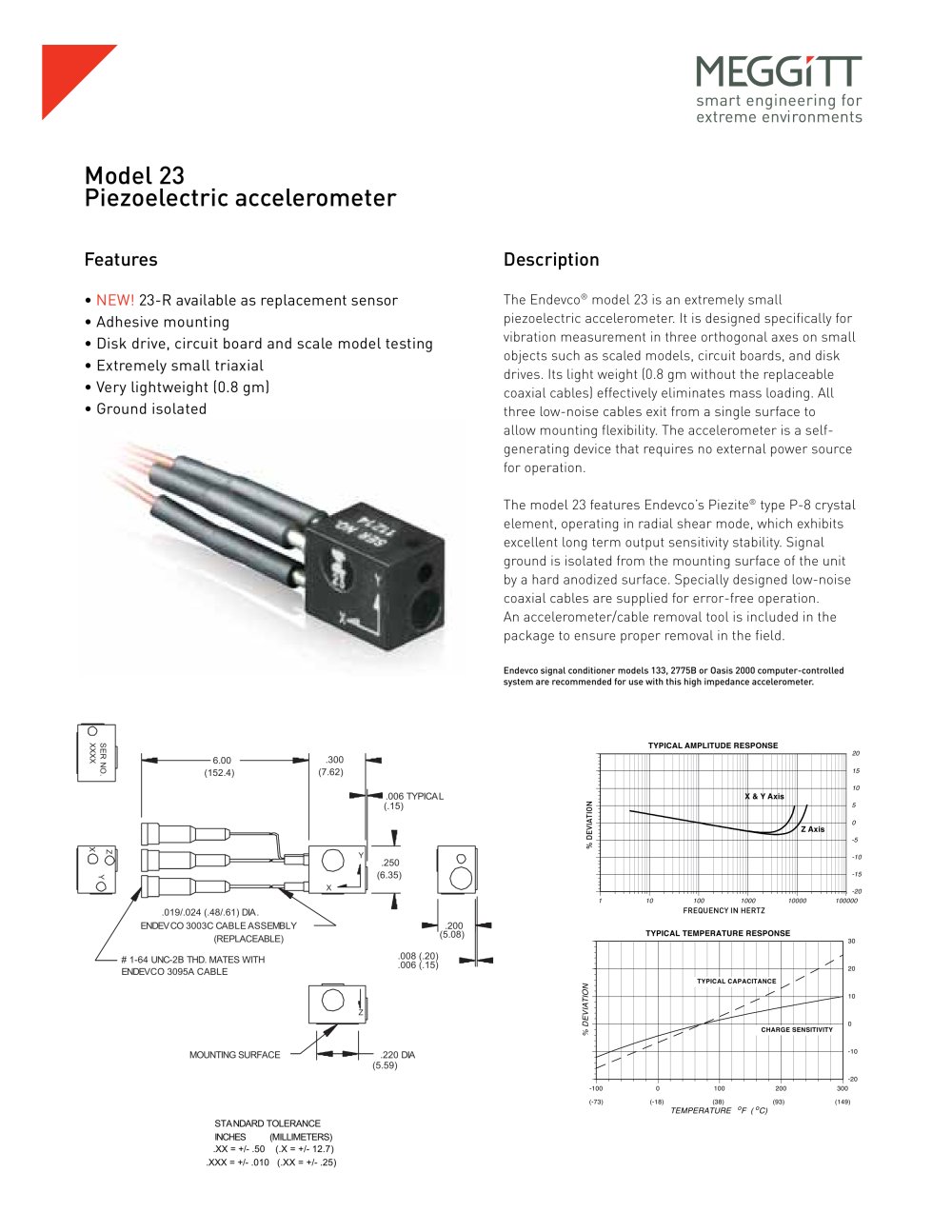 Endevco&reg; Model 23 Triaxial Accelerometer - Meggitt Sensing Systems - Measurement Group