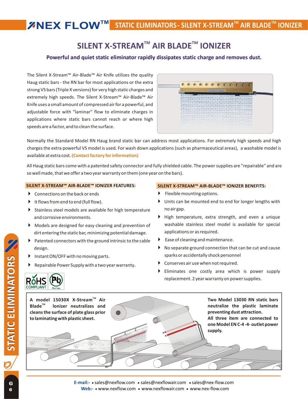 Silent X-Stream� Air-Blade� Ionizer - Nex Flow Air Products Corp.