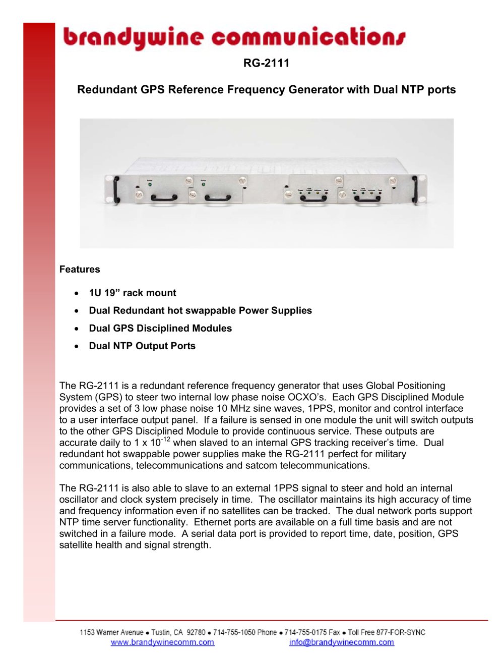 rg 2111 redundant gps reference frequency generator with gps frequency