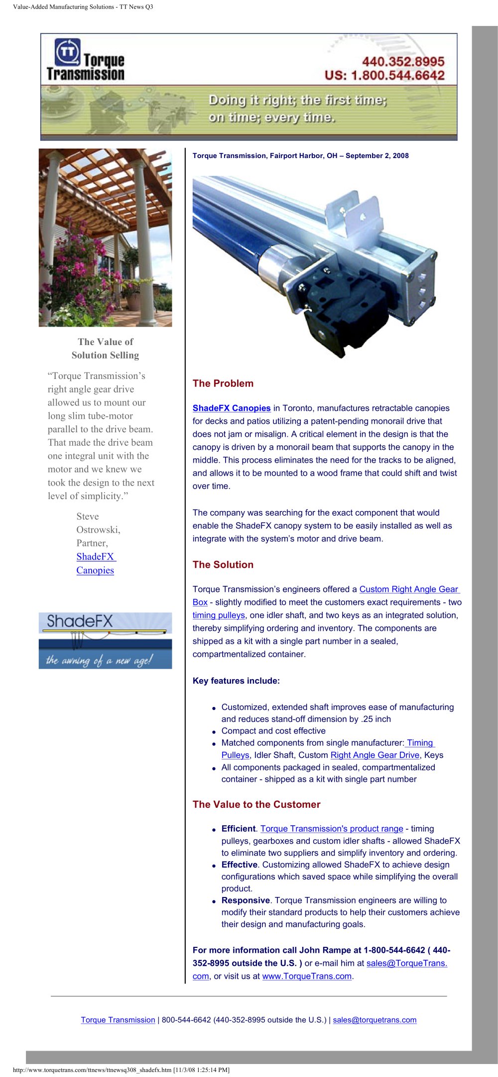 Newsletter 3rd Quarter 2008 - Torque Transmission