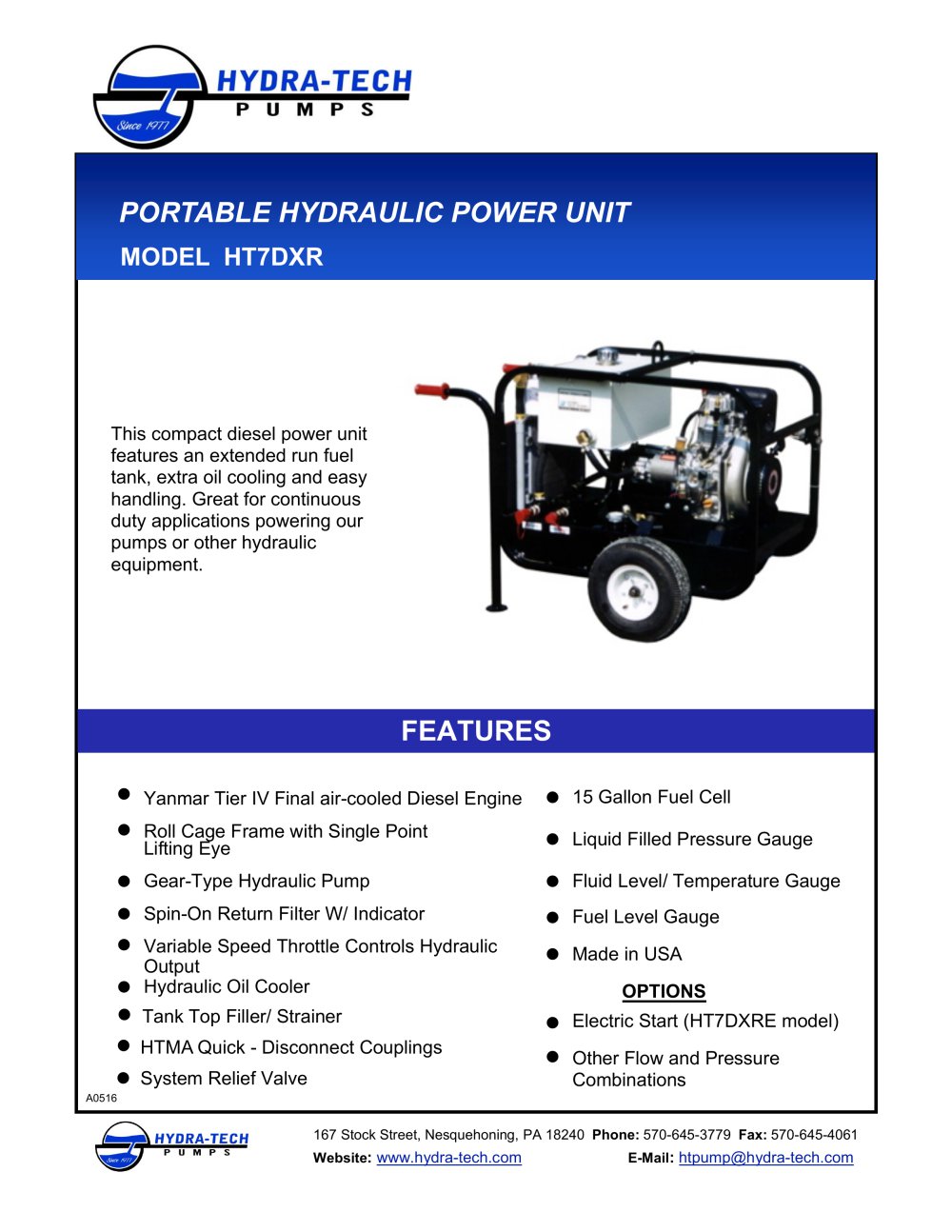 Compact Diesel Hydraulic Power Unit - Hydra-Tech Pumps