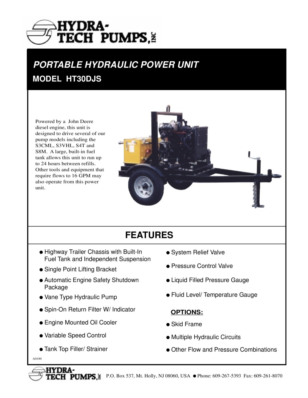 Diesel Driven Hydraulic Power Unit - Hydra-Tech Pumps