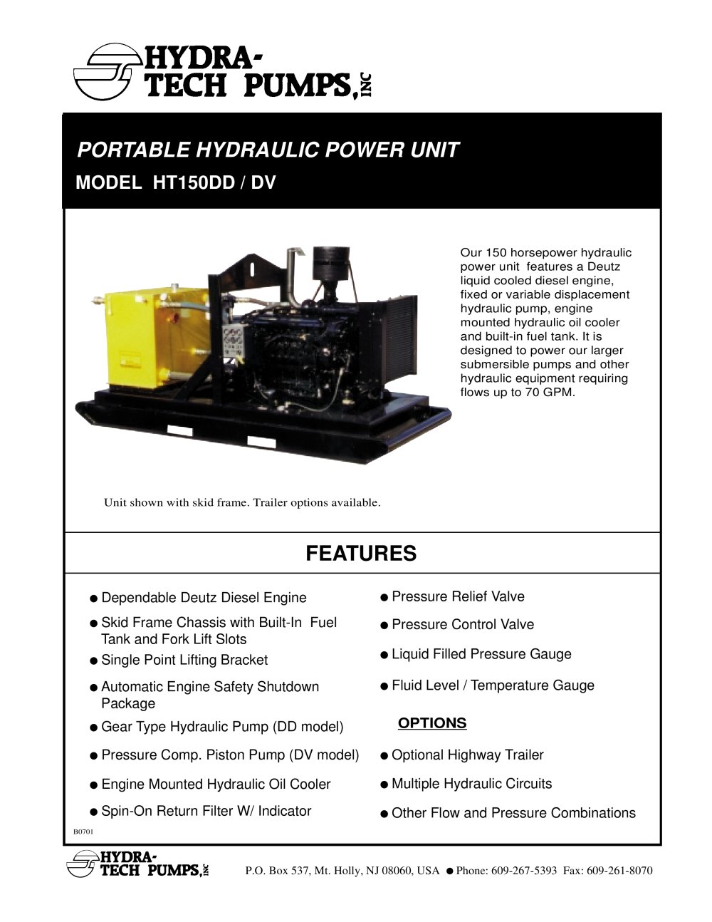 MODEL HT150DD / DV - Hydra-Tech Pumps