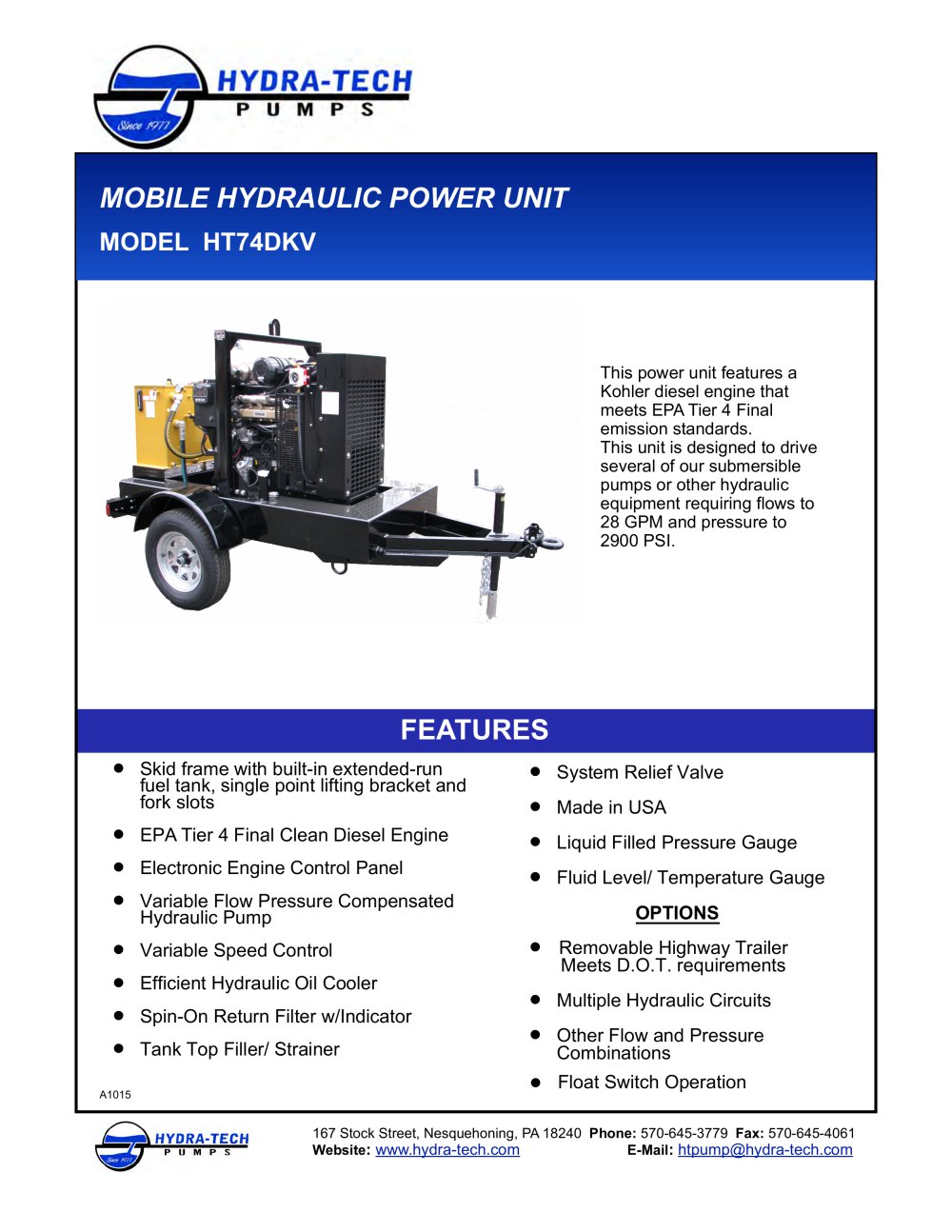 MODEL HT60DJV - Hydra-Tech Pumps