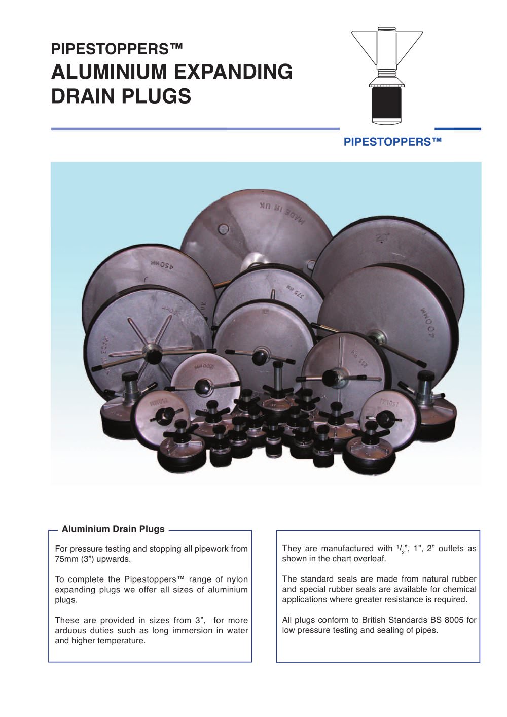 Aluminium Expanding Drain Plugs - PipeStoppers