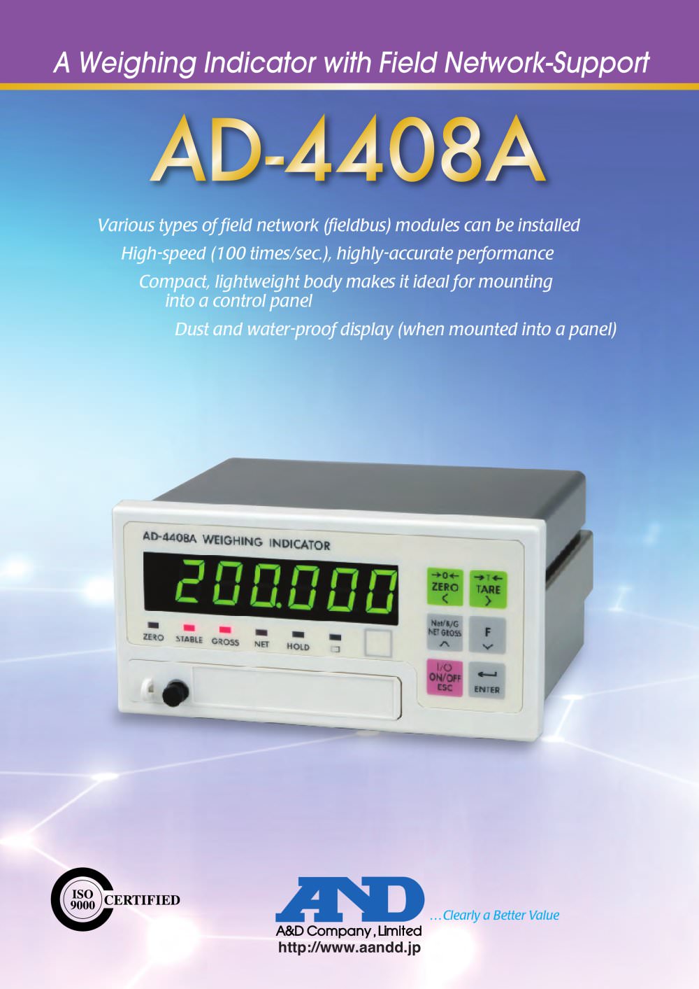 Weighing Indicator with Field Network-support/AD-4408A - A&D COMPANY, LIMITED