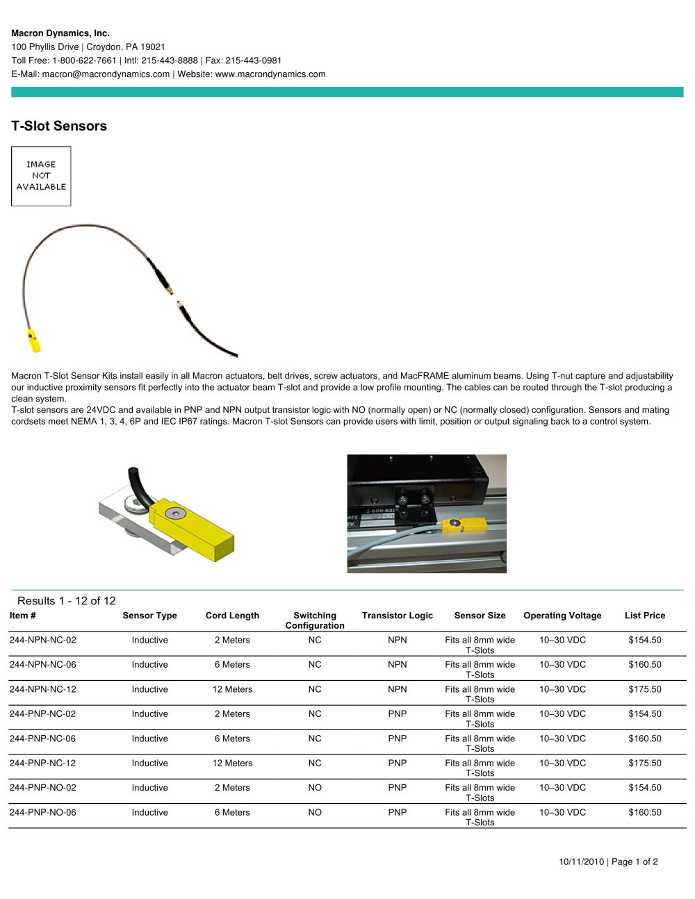 T-slot sensors - Macron Dynamics