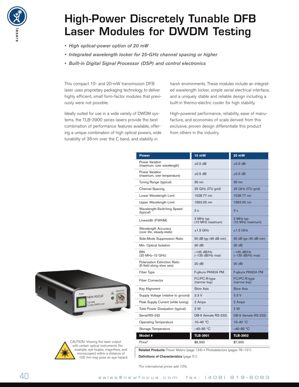 Test & Measurement Sources Lasers - Bookham