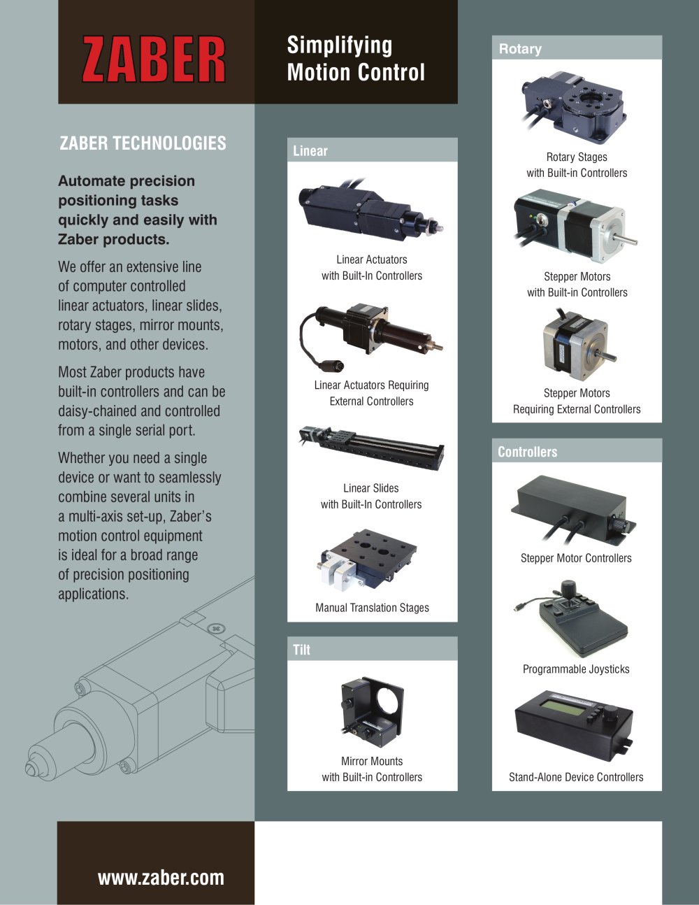 Two-sided brochure - Zaber Technologies