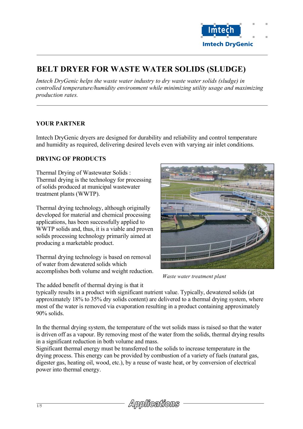Sludge dryers - Imtech DryGenic
