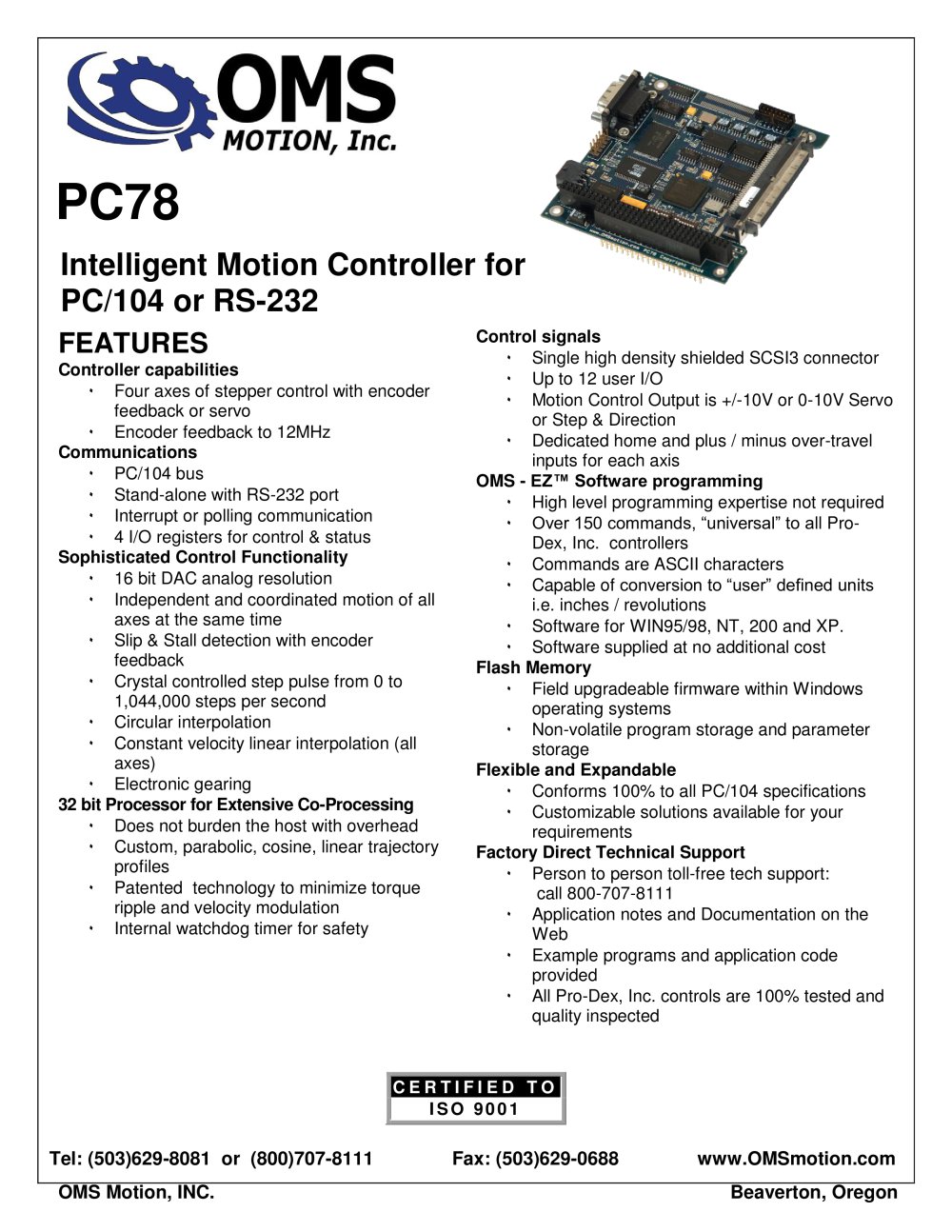 PC78/104 Bus - Pro-Dex, Oregon Micro Systems