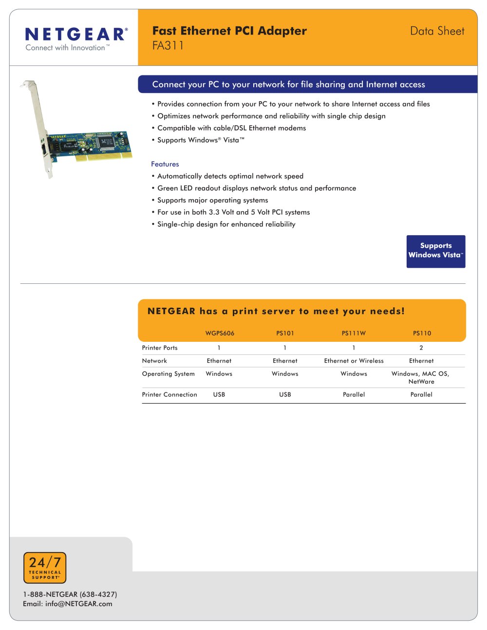 PCI Network Card (10/100 Ethernet) - NETGEAR