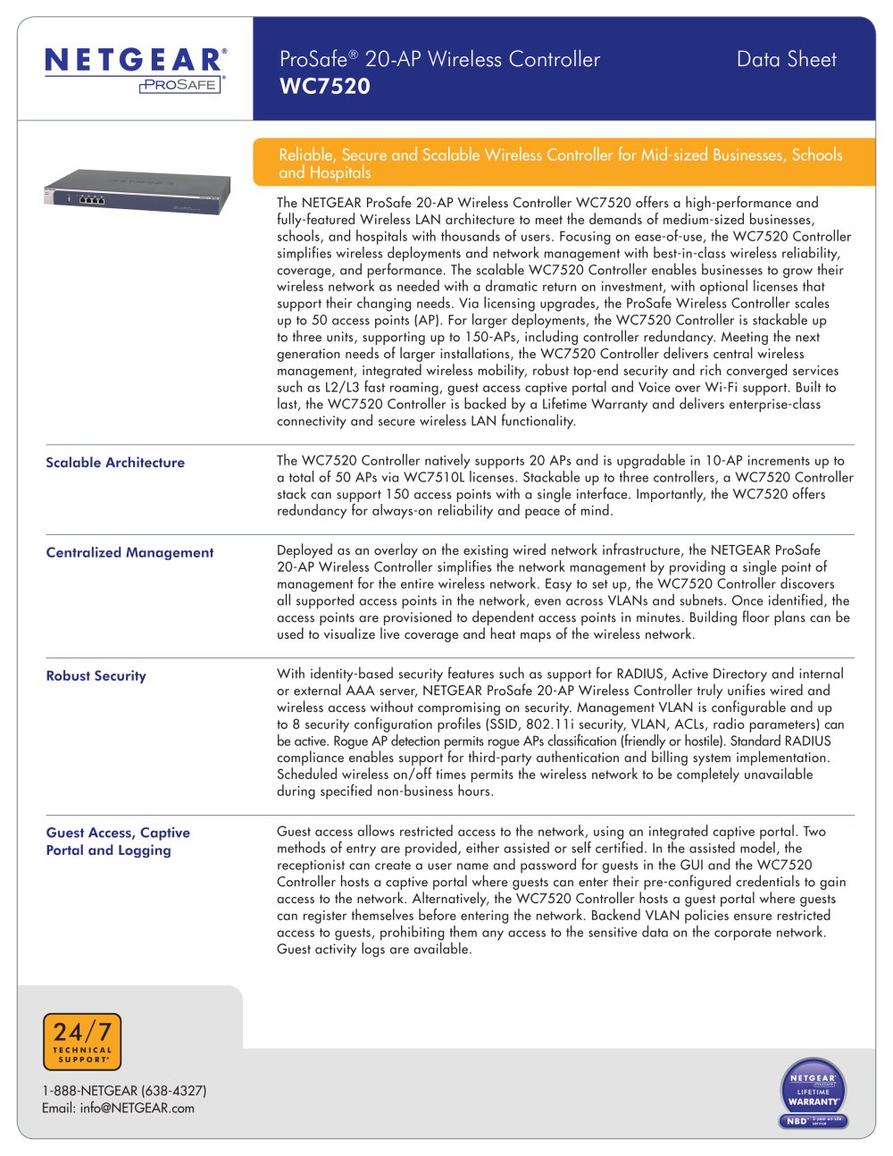 ProSafe&reg; 20-AP Wireless Controller WC7520 - NETGEAR