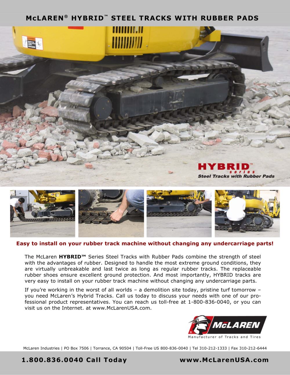 Steel Tracks with Bolt-On Rubber Pads for Mini Excavators - McLaren Industries
