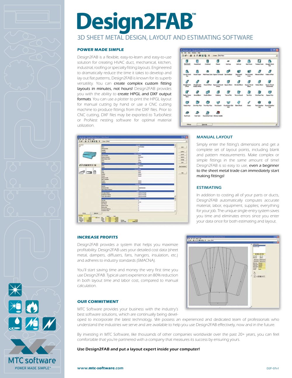 Design2Fab 3D Sheet Metal Design, Layout and Estimating Software - MTC Software