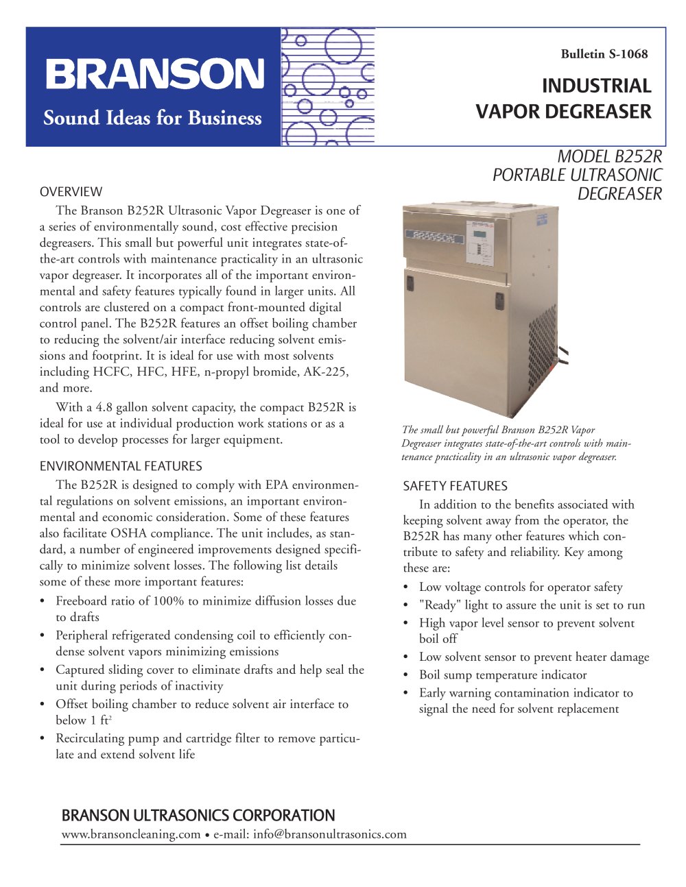 B252R Ultrasonic Degreasing System - Branson Ultrasonics